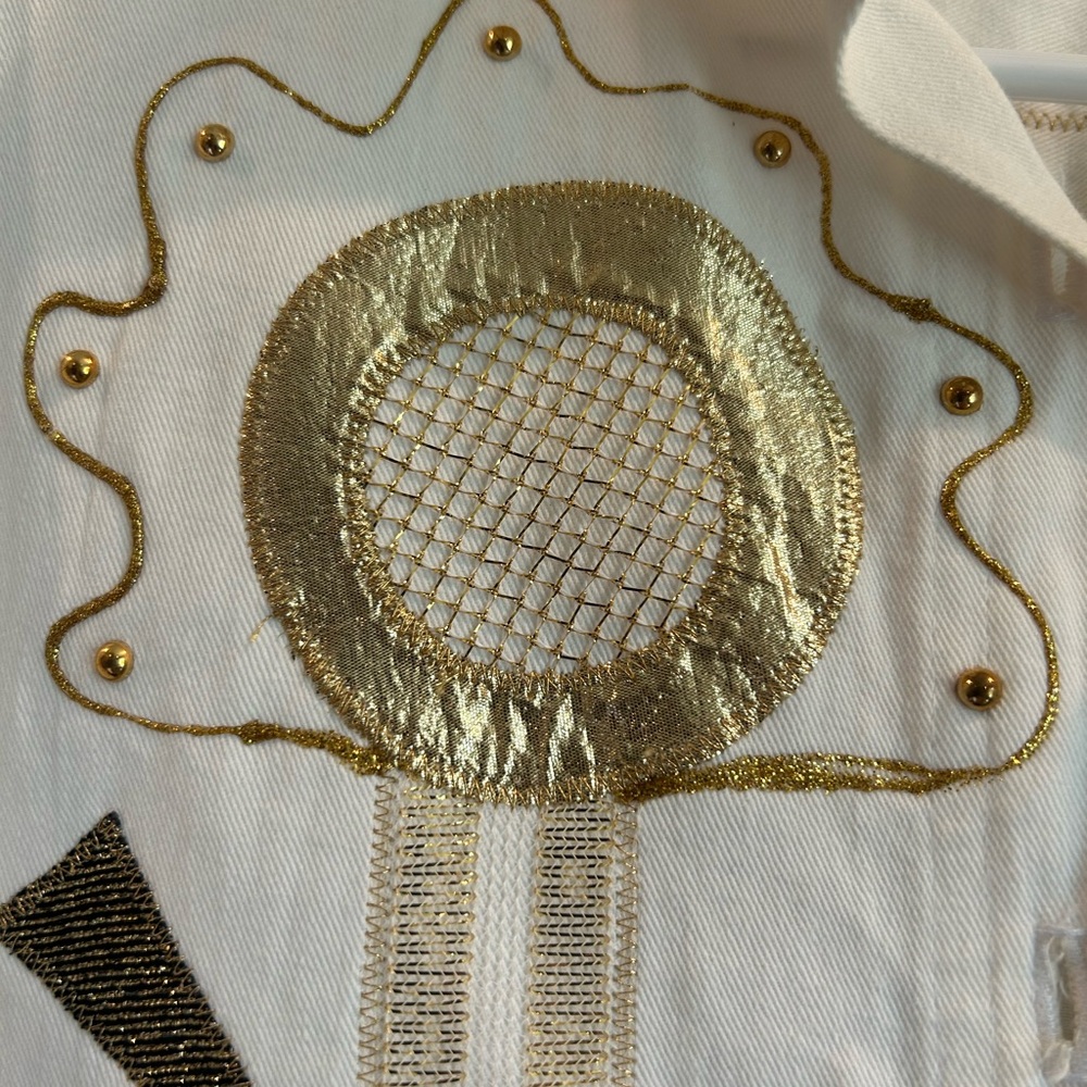 Vintage 80s White Denim Artistic Shirt - Picture 4 of 14